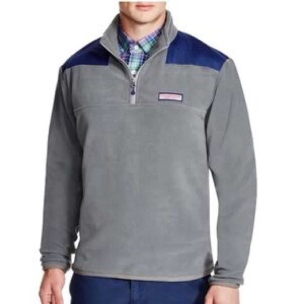 Vineyard Vines Gray Fleece Pullover Quarter Zip Sweater Men's sz L